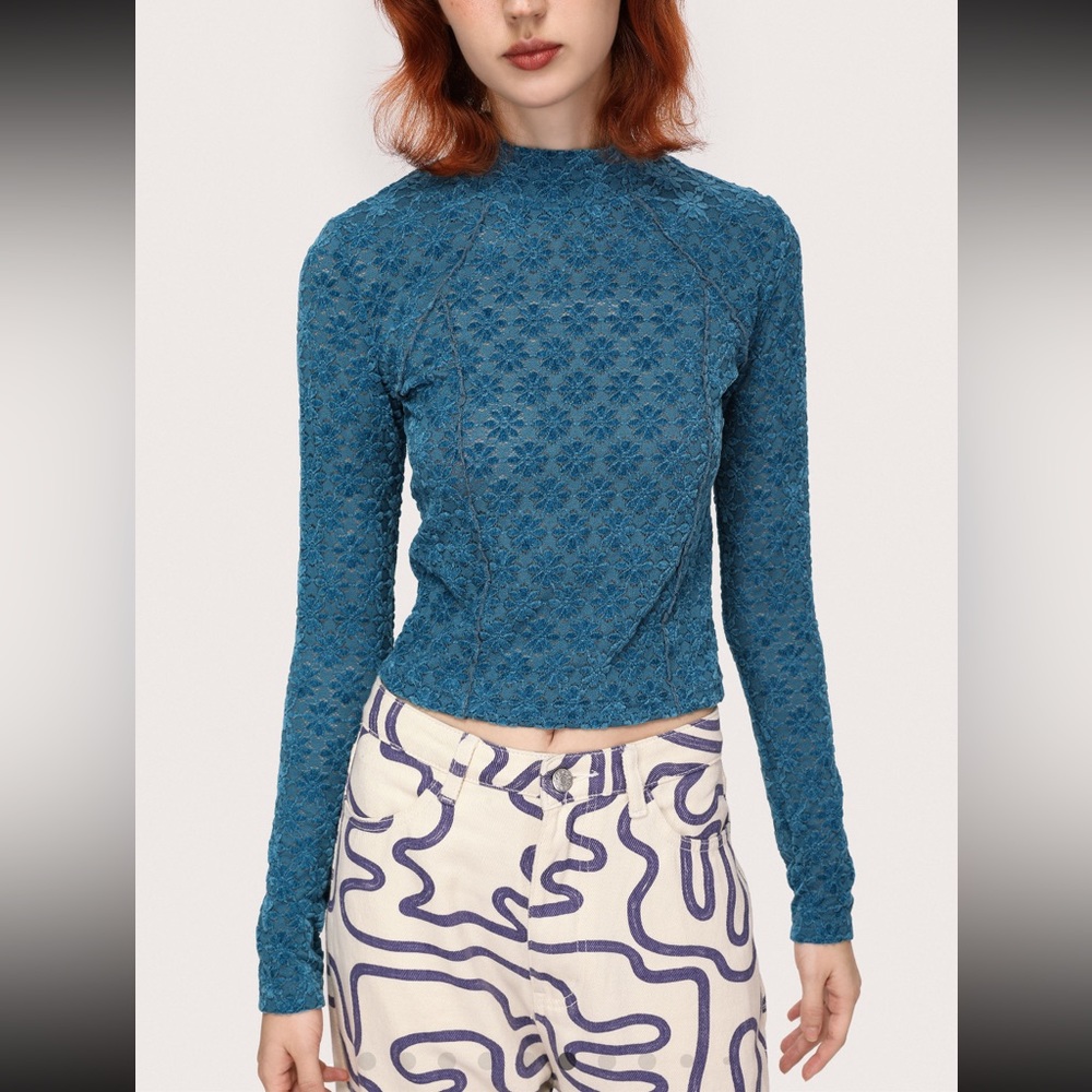 Cider Blue Floral Blouse